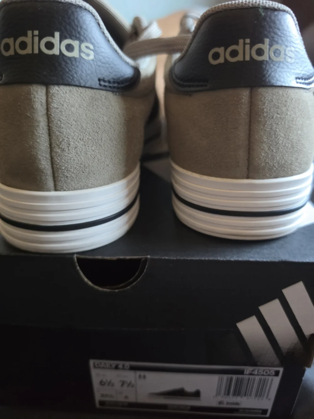 adidas Men’s Gray Suede Low-Top Sneakers with Black Stripes